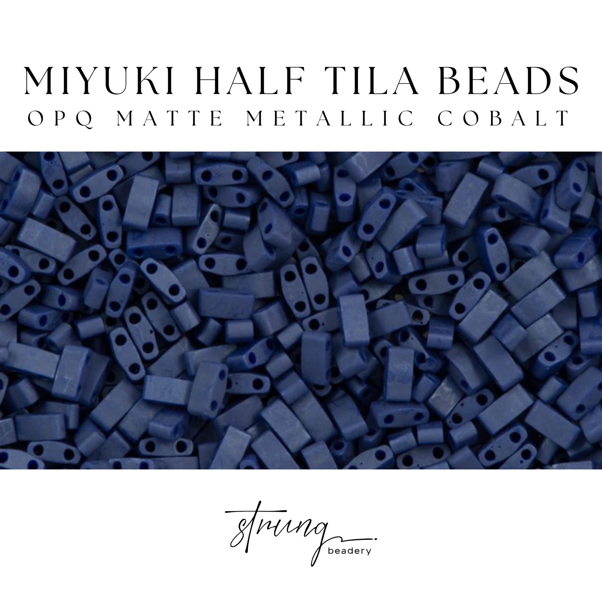Miyuki Half Tila Beads Opaque Matte Metallic Cobalt Glass Tile Beds HTL-2075 | Half | 8 Grams for Jewelry Making