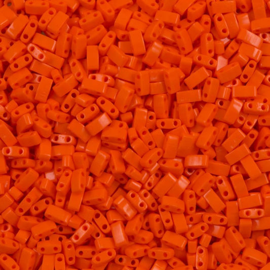 Miyuki Half Tila Beads Opaque Orange Glass Tile Beds HTL-0406 | Half | 8 Grams for Jewelry Making
