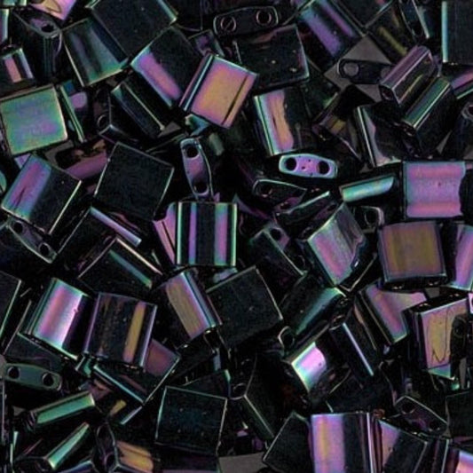 Miyuki Half Tila Beads Metallic Purple Green Iris Glass Tile Beds HTL-0454 | Half | 8 Grams for Jewelry Making