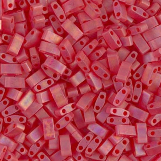 Miyuki Half Tila Beads Matte Transparent Red Orange AB Glass Tile Beds HTL-0140FR | Half | 8 Grams for Jewelry Making
