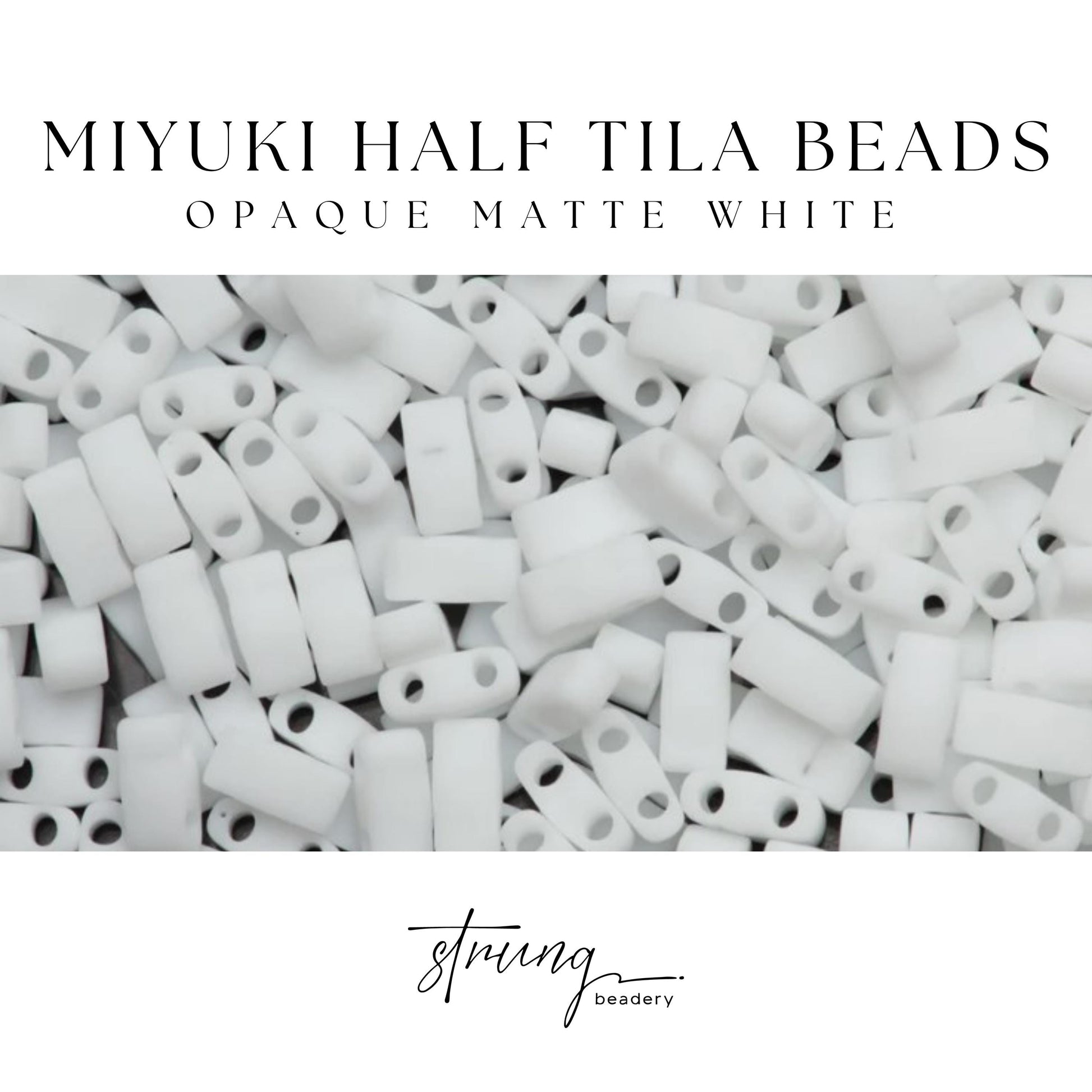 Miyuki Half Tila Beads Opaque Matte White Glass Tile Beads HTL-0402F | Half | 8 Grams for Jewelry Making