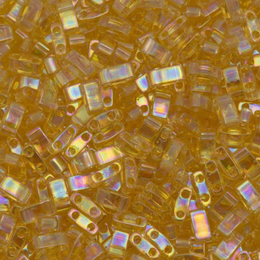 Miyuki Half Tila Beads Transparent Light Amber AB Glass Tile Beads HTL-0251 | Half | 8 Grams for Jewelry Making
