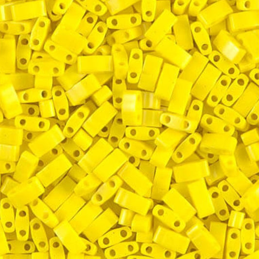 Miyuki Half Tila Beads Opaque Yellow Glass Tile Beads HTL-0404 | Half | 8 Grams for Jewelry Making