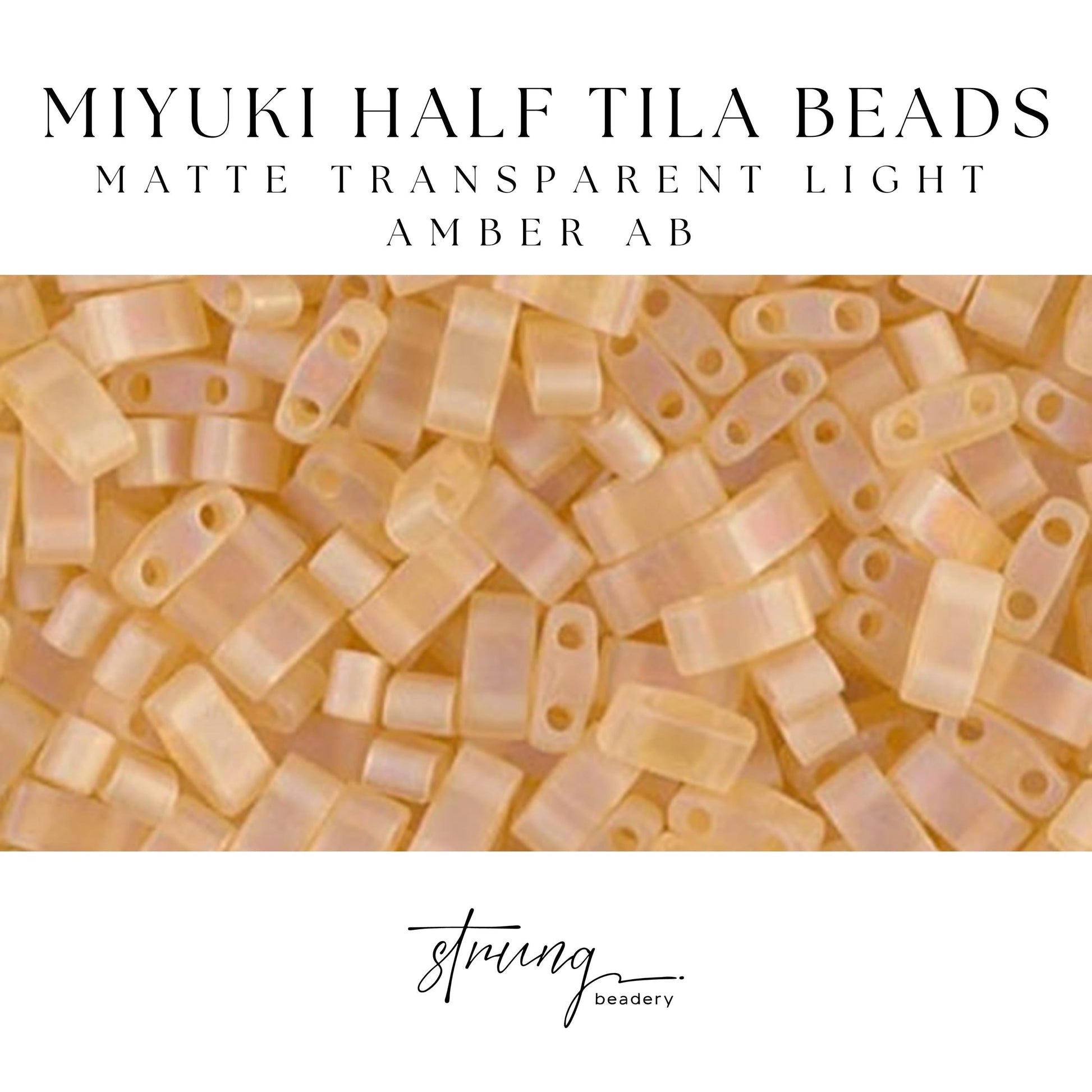 Miyuki Half Tila Beads Matte Transparent Light Amber AB Glass Tile Beds HTL-0132FR | Half | 8 Grams for Jewelry Making