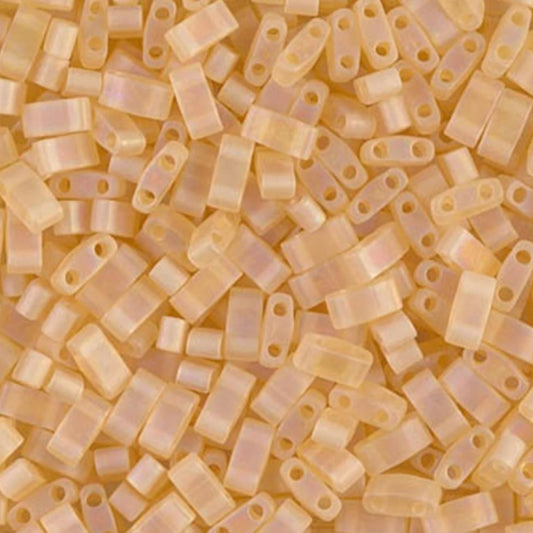 Miyuki Half Tila Beads Matte Transparent Light Amber AB Glass Tile Beds HTL-0132FR | Half | 8 Grams for Jewelry Making