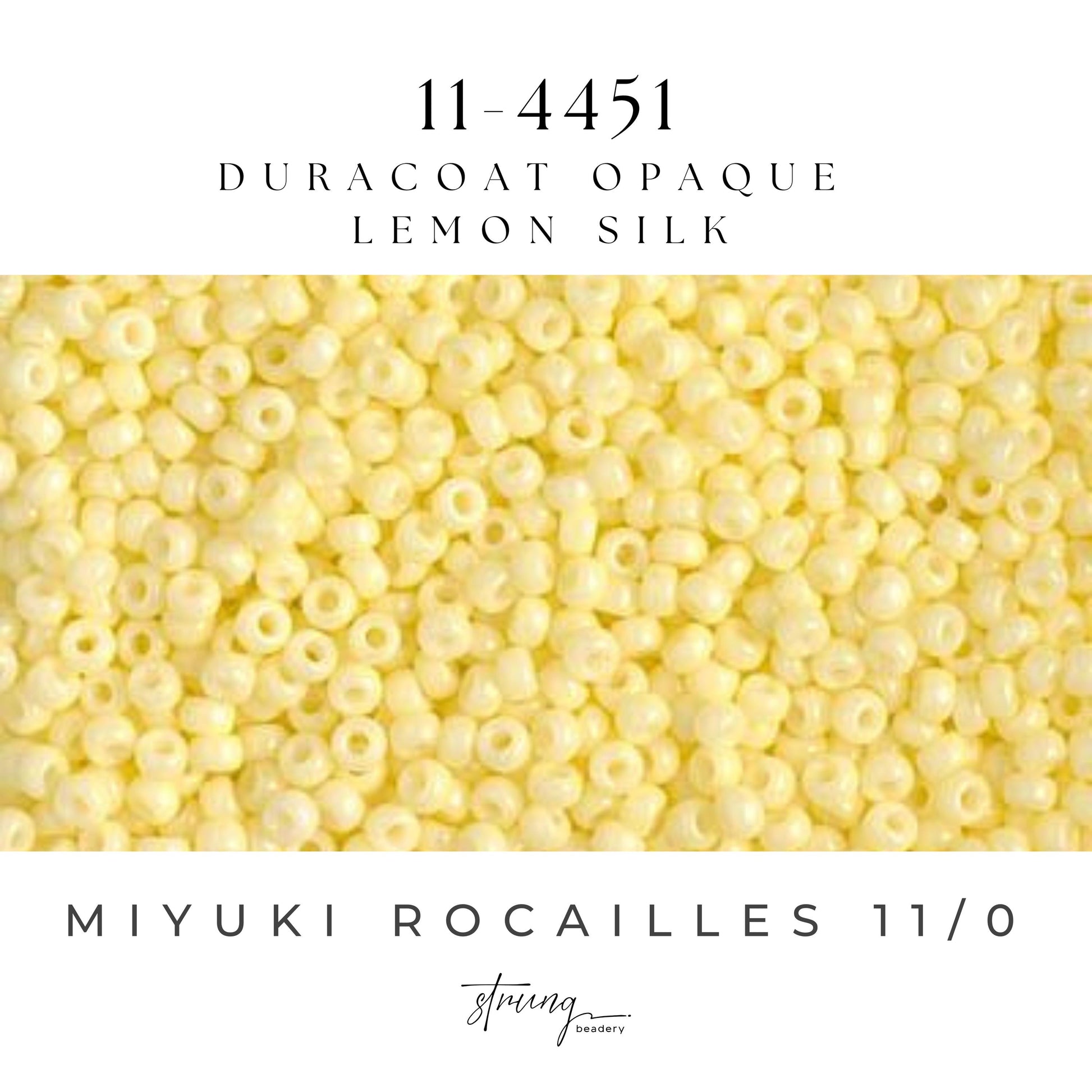 11-4451 Miyuki Seed Bead Round Rocailles 11/0 | Duracoat Opaque Lemon Silk | 15g | Japanese Beads Jewelry Making