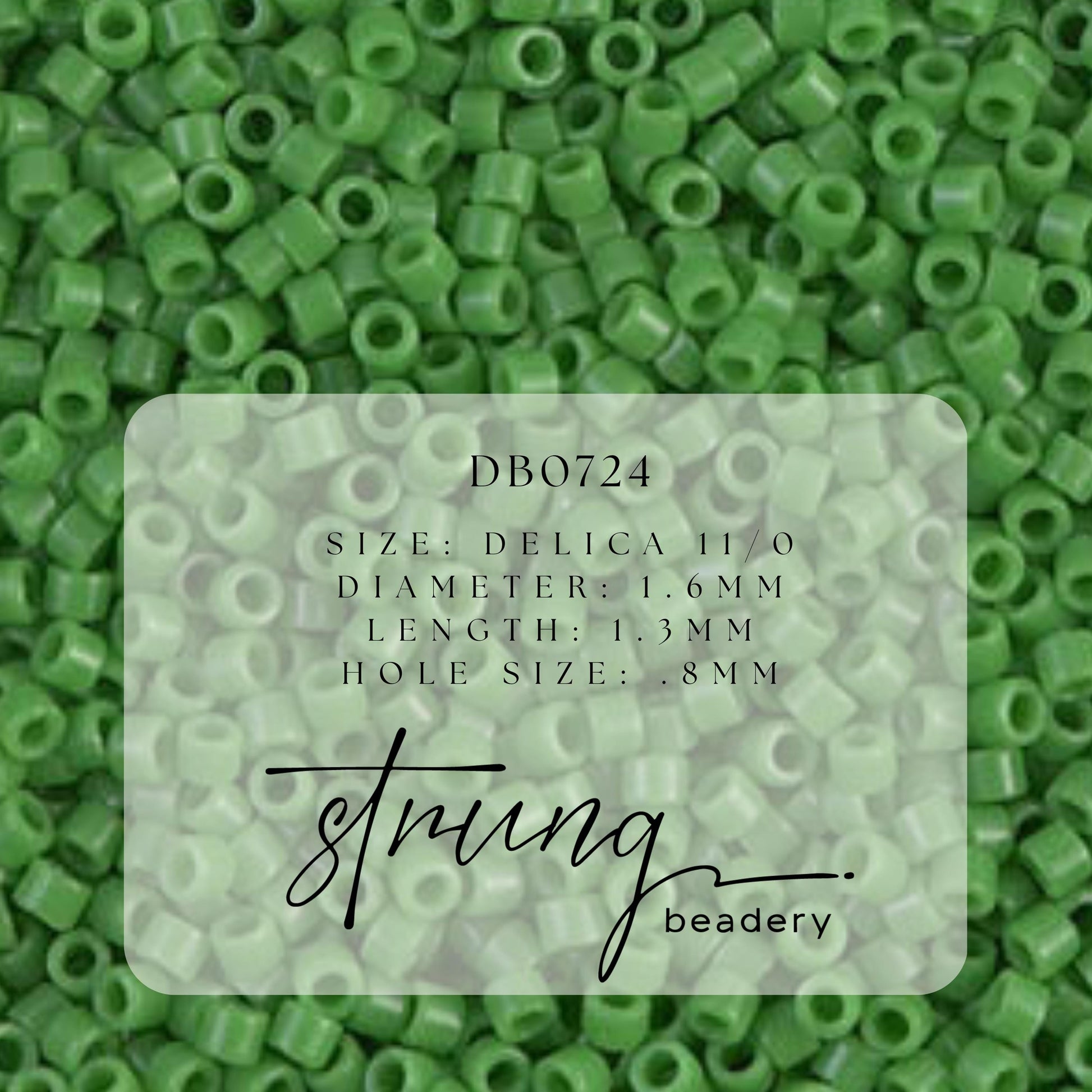 DB0724 Miyuki Delica Beads 11/0 Opaque Green - 8 grams - Japanese Seed Beads for Jewelry Making