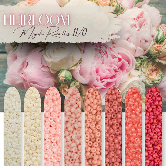 Heirloom | Miyuki Rocailles Seed Beads Mix 11/0 | 8 Colors - 15g Each |Japanese Glass Beads for Jewelry Making & Crafts | Soft Vintage Blush