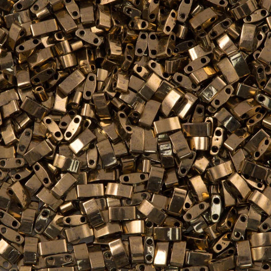 Miyuki Half Tila Beads Metallic Dark Bronze Glass Tile Beads HTL-0457 | Half | 8 Grams for Jewelry Making