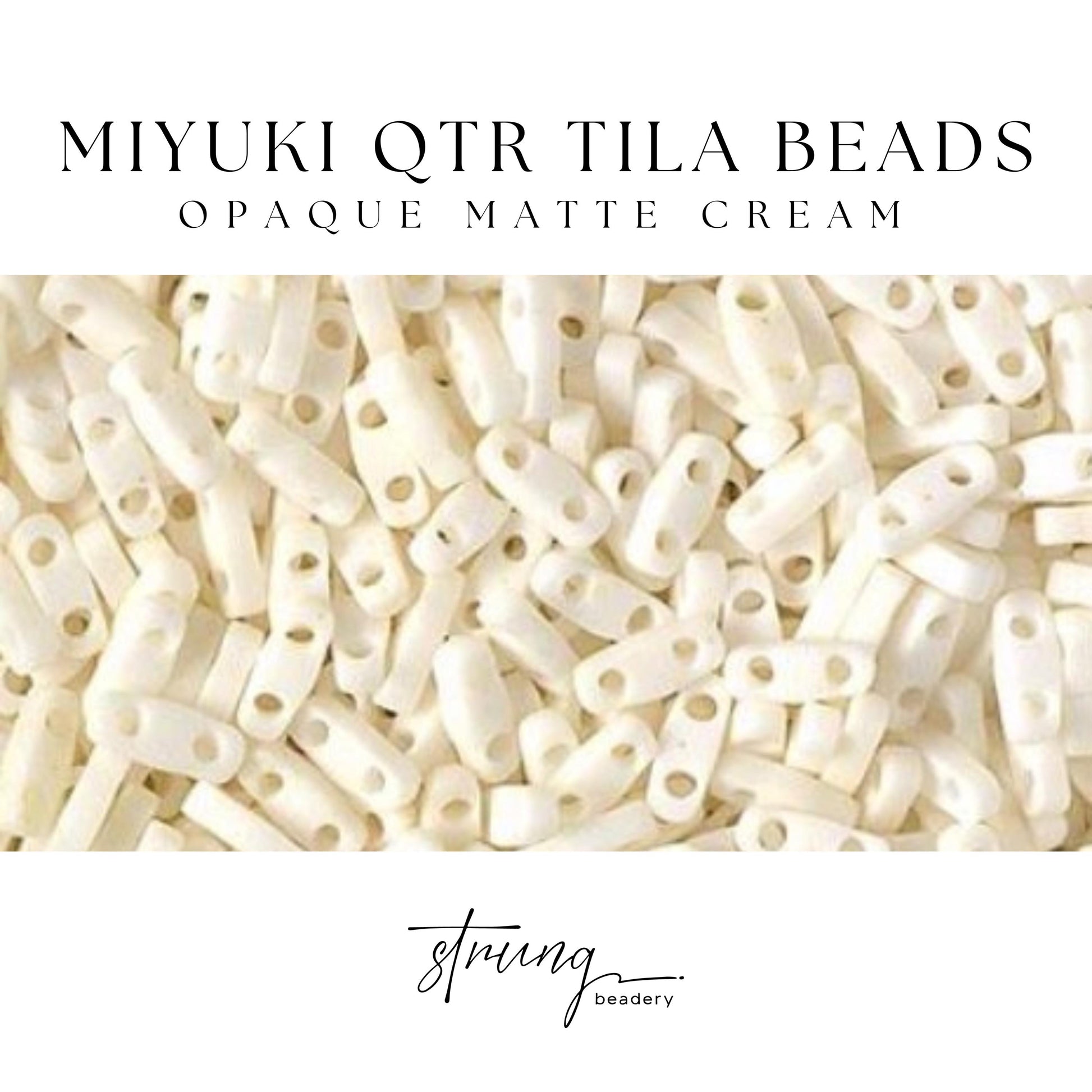 Miyuki Quarter Tila Bead Opaque Matte Cream Glass Tile Beads QTL-2021 | Quarter | 8 Grams for Jewelry Making