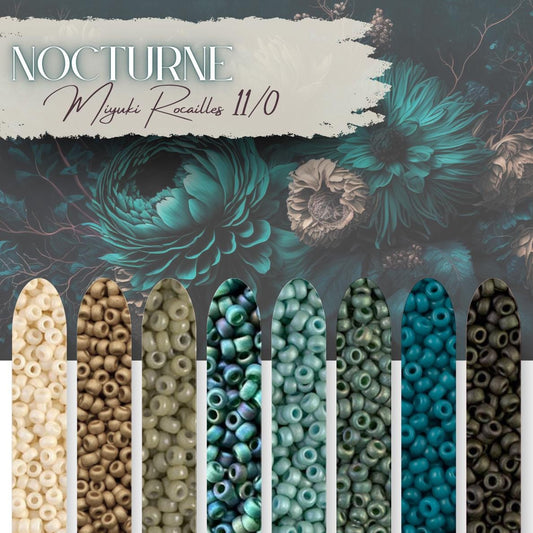 Nocturne| Miyuki Rocailles Seed Beads Mix 11/0 |8 Colors - 15g Each|Japanese Glass Round Beads for Jewelry Making Bead Embroidery and Loom