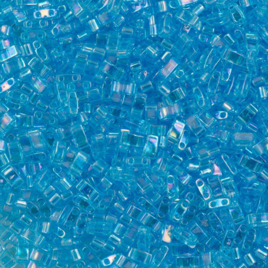 Miyuki Half Tila Beads Transparent Light Blue AB Glass Tile Beds HTL-0260 | Half | 8 Grams for Jewelry Making