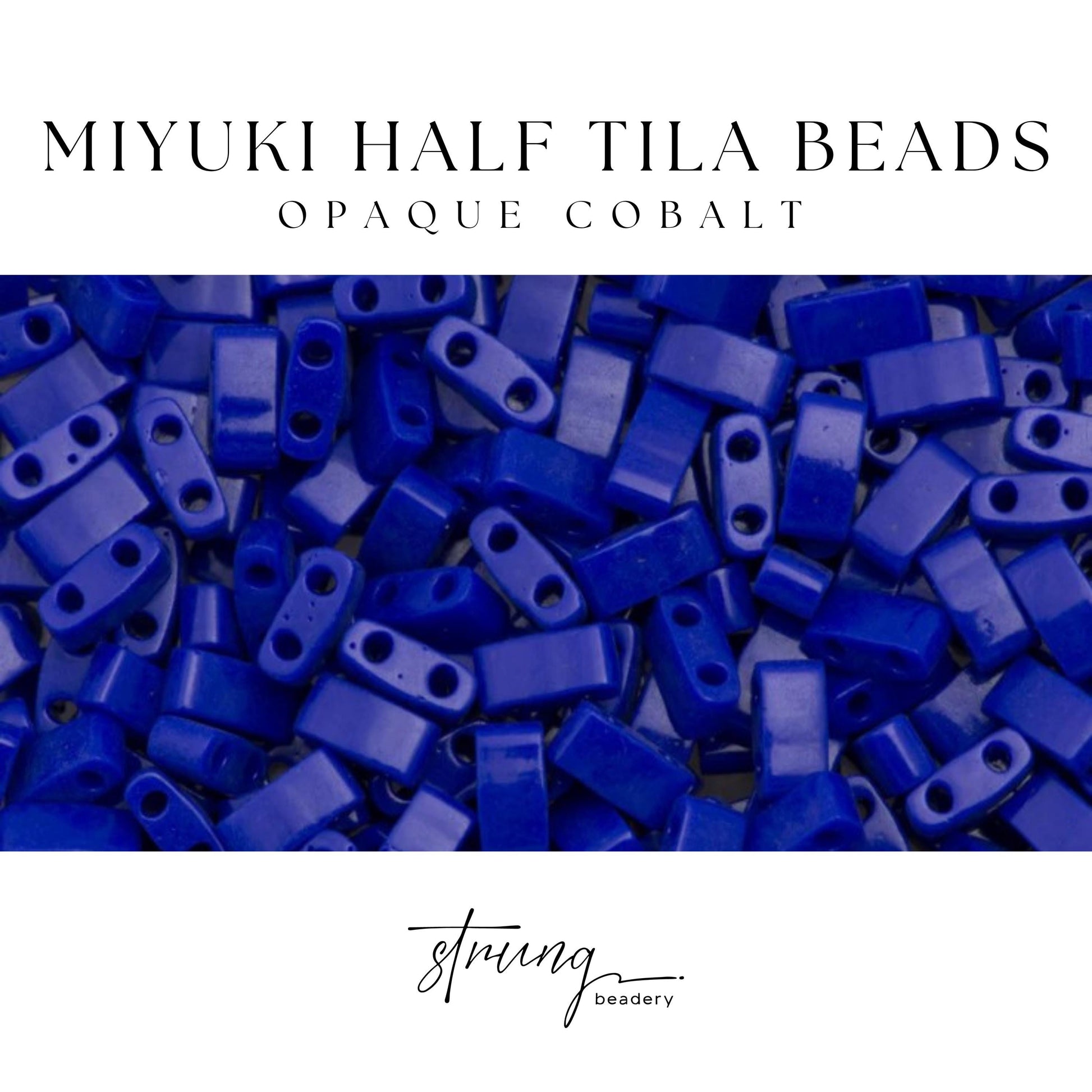 Miyuki Half Tila Beads Opaque Cobalt Glass Tile Beds HTL-0414 | Half | 8 Grams for Jewelry Making