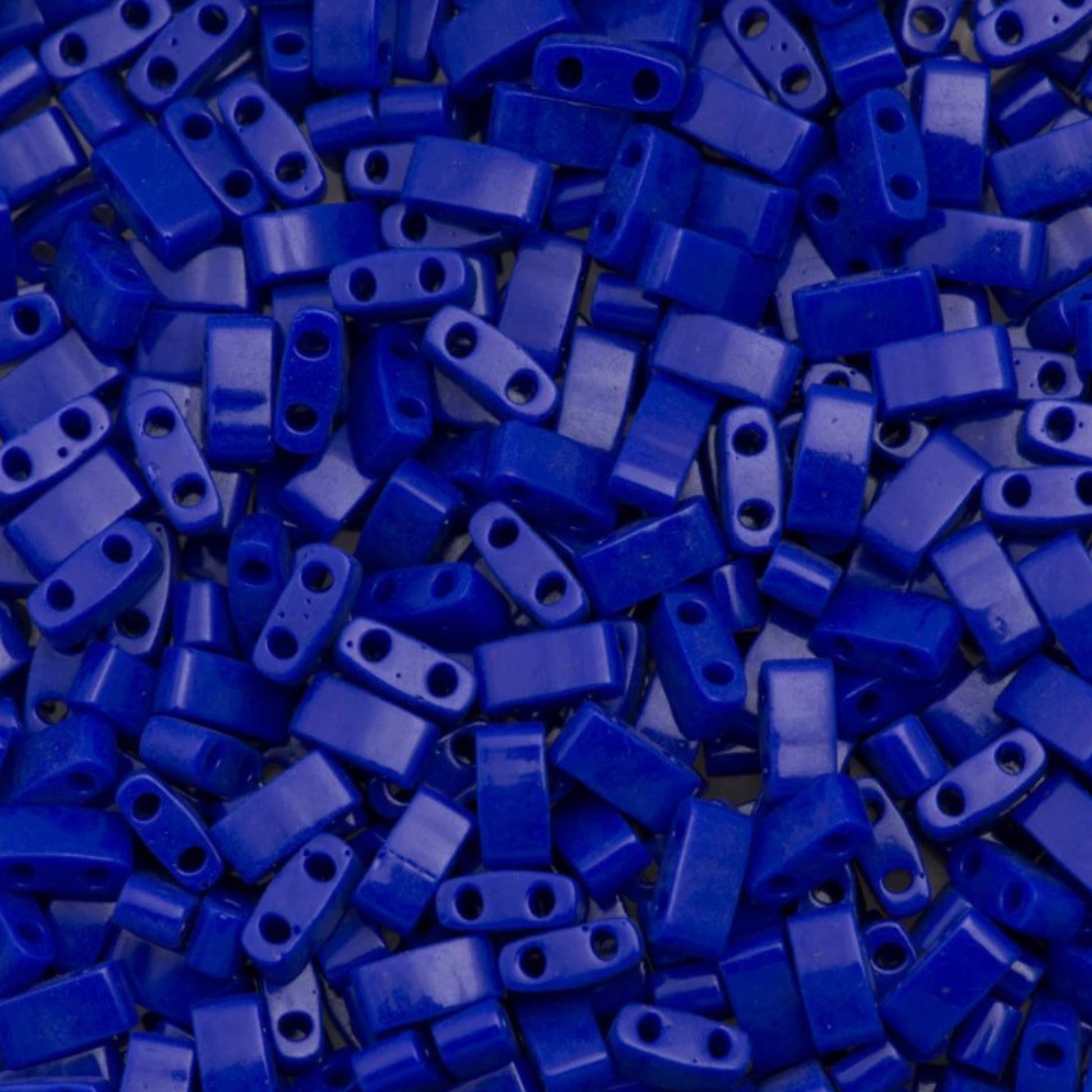 Miyuki Half Tila Beads Opaque Cobalt Glass Tile Beds HTL-0414 | Half | 8 Grams for Jewelry Making