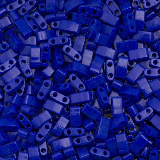 Miyuki Half Tila Beads Opaque Cobalt Glass Tile Beds HTL-0414 | Half | 8 Grams for Jewelry Making
