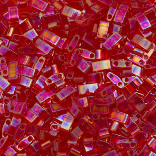 Miyuki Half Tila Beads Transparent Berry AB Glass Tile Beds HTL-0254 | Half | 8 Grams for Jewelry Making