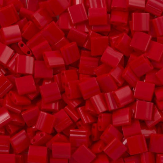 Miyuki Half Tila Beads Opaque Dark Red Glass Tile Beds HTL-0408 | Half | 8 Grams for Jewelry Making