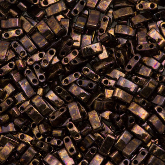 Miyuki Half Tila Beads Metallic Dark Raspberry Iris Glass Tile Beds HTL-0457B | Half | 8 Grams for Jewelry Making
