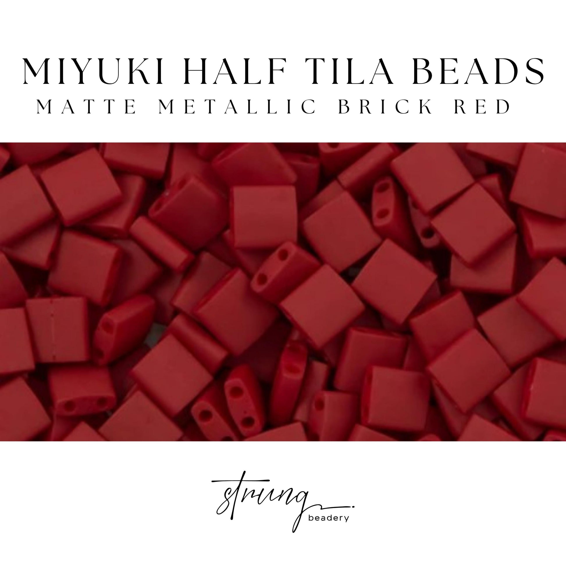 Miyuki Half Tila Beads Matte Metallic Brick Red Glazed Luster Glass Tile Beads HTL-2040 | Half | 8 Grams for Jewelry Making