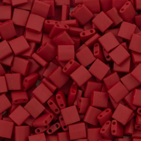 Miyuki Half Tila Beads Matte Metallic Brick Red Glazed Luster Glass Tile Beads HTL-2040 | Half | 8 Grams for Jewelry Making