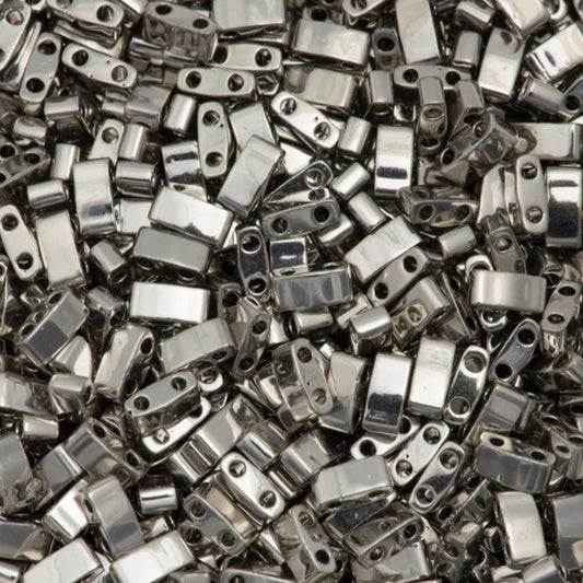 Miyuki Half Tila Beads Palladium Plated Glass Tile Beads HTL-0194 | Half | 8 Grams for Jewelry Making