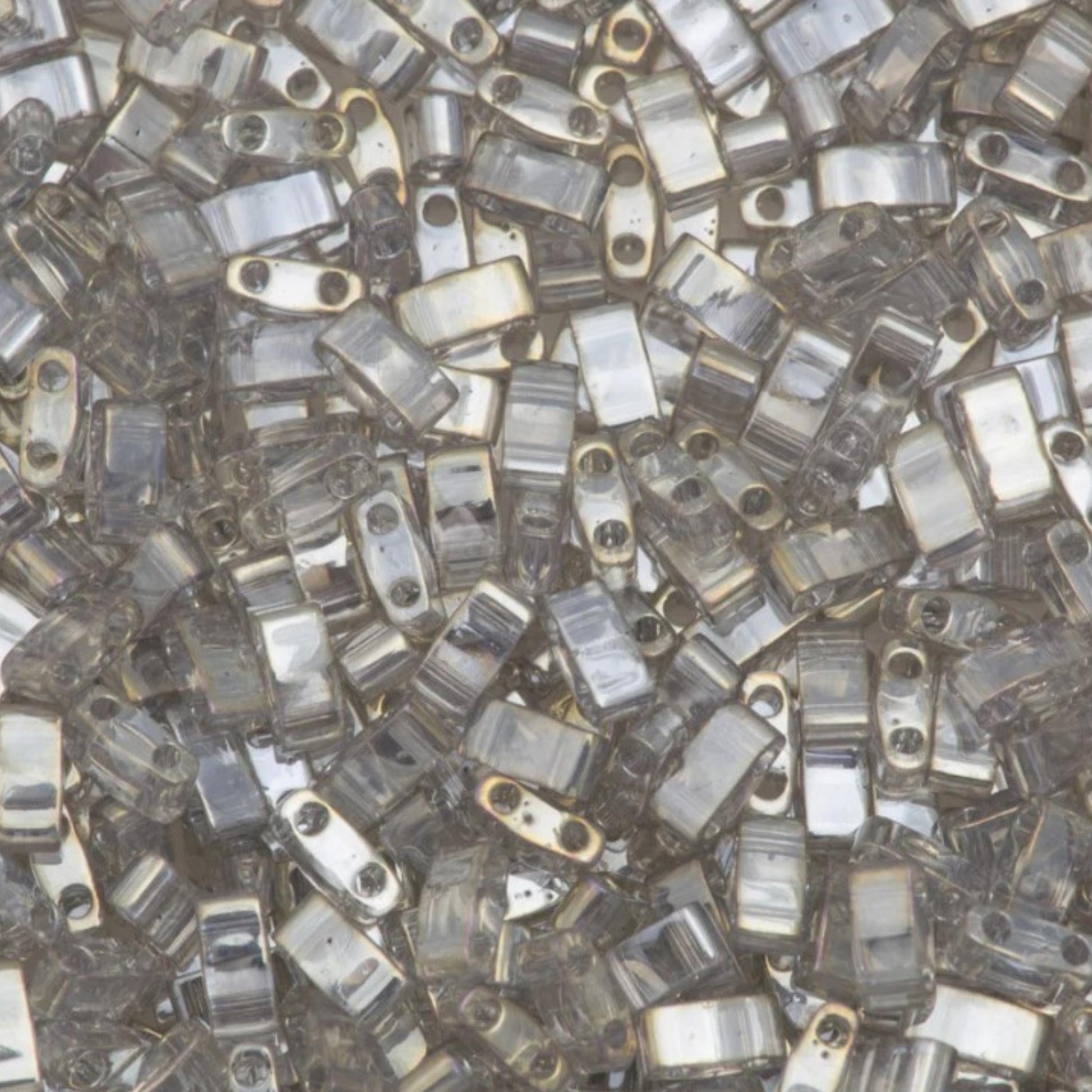 Miyuki Half Tila Beads Silver Grey Gold Luster Glass Tile Beads HTL-1881 | Half | 8 Grams for Jewelry Making