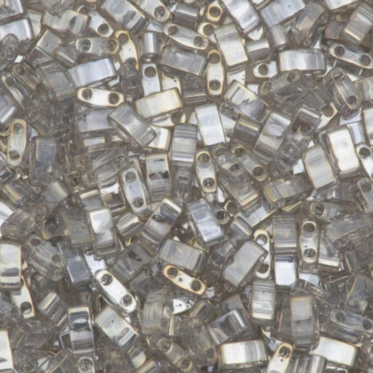 Miyuki Half Tila Beads Silver Grey Gold Luster Glass Tile Beads HTL-1881 | Half | 8 Grams for Jewelry Making