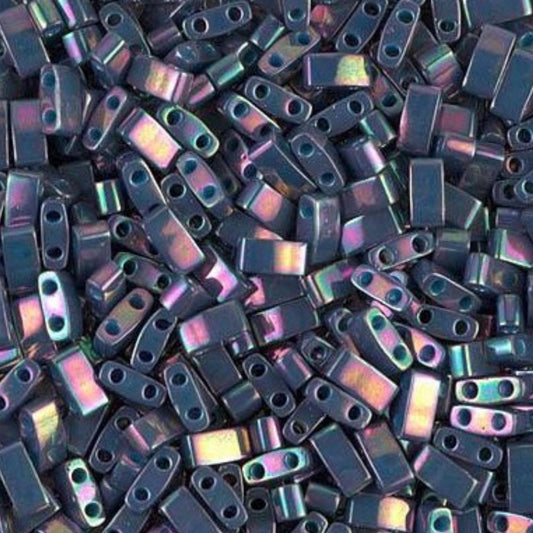 Miyuki Half Tila Beads Opaque Purple Gray Luster AB Glass Tile Beads HTL-1898 | Half | 8 Grams for Jewelry Making