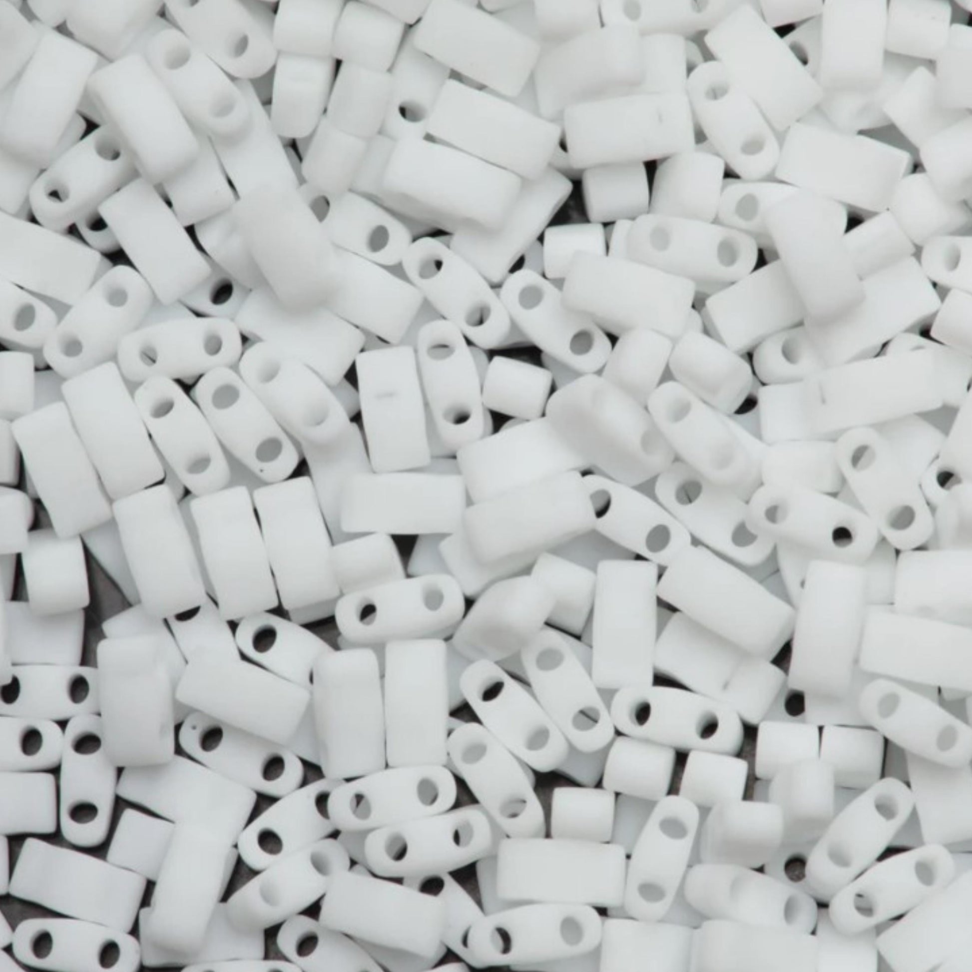 Miyuki Half Tila Beads Opaque Matte White Glass Tile Beads HTL-0402F | Half | 8 Grams for Jewelry Making