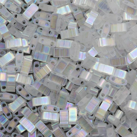 Miyuki Half Tila Beads Opaque Matte White Glass Tile Beads HTL-0402F | Half | 8 Grams for Jewelry Making