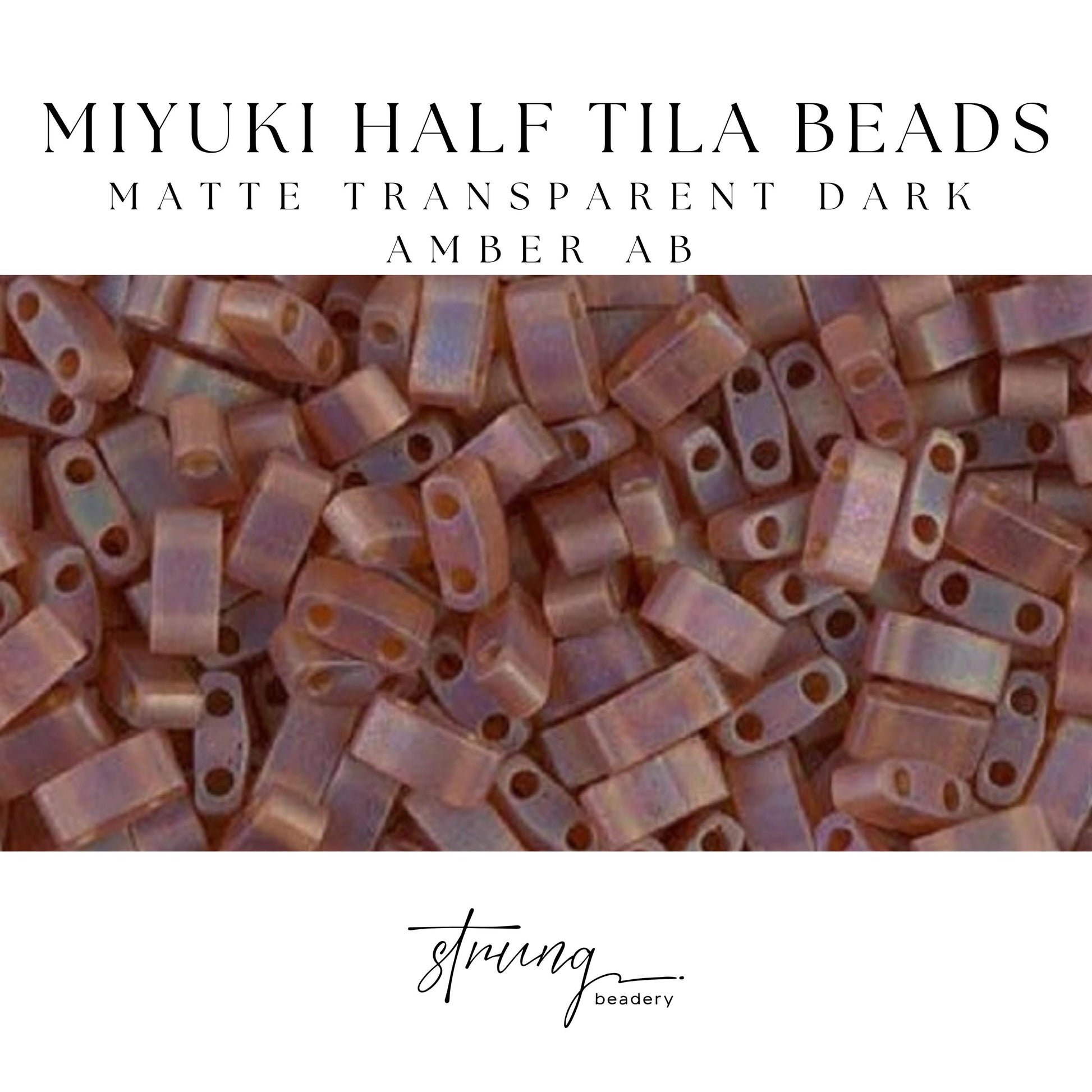 Miyuki Half Tila Beads Matte Transparent Dark Amber AB Glass Tile Beds HTL-0134FR | Half | 8 Grams for Jewelry Making