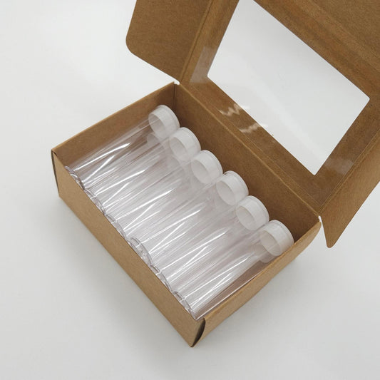 Flip Top Bead Storage Containers with Kraft Organizer – 10 Pack | Clear Plastic Seed Bead Containers with Lids & Labels | 15g Capacity