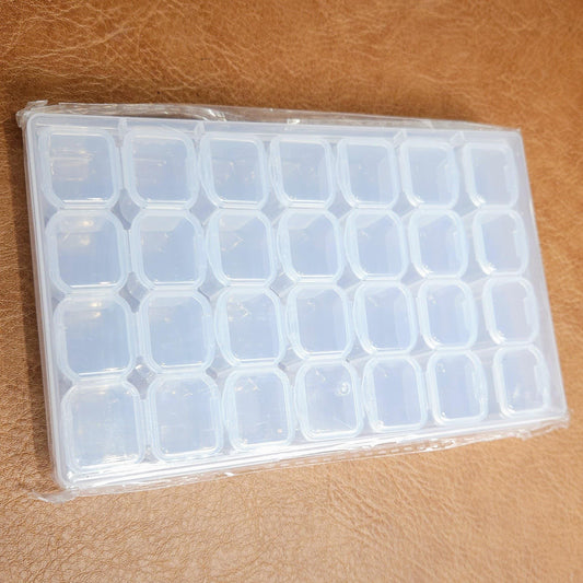 28-Grid Bead Storage Box | Clear Plastic Organizer with Removable Mini Boxes | Seed Bead & Delica Bead Case | Jewelry Making Container