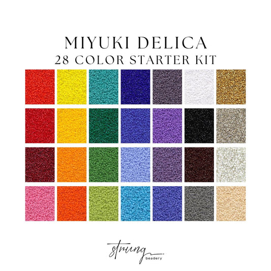 Miyuki Delica Bead Starter Kit – 28 Opaque Japanese Seed Beads in 11/0 Size, For Jewelry Making, Bead Weaving, DIY Gifts, Bead Embroidery