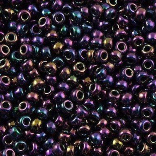 11-0454 Miyuki Seed Bead Round Rocailles 11/0 | Metallic Dark Plum Iris | 15g | Japanese Beads for Jewelry Making