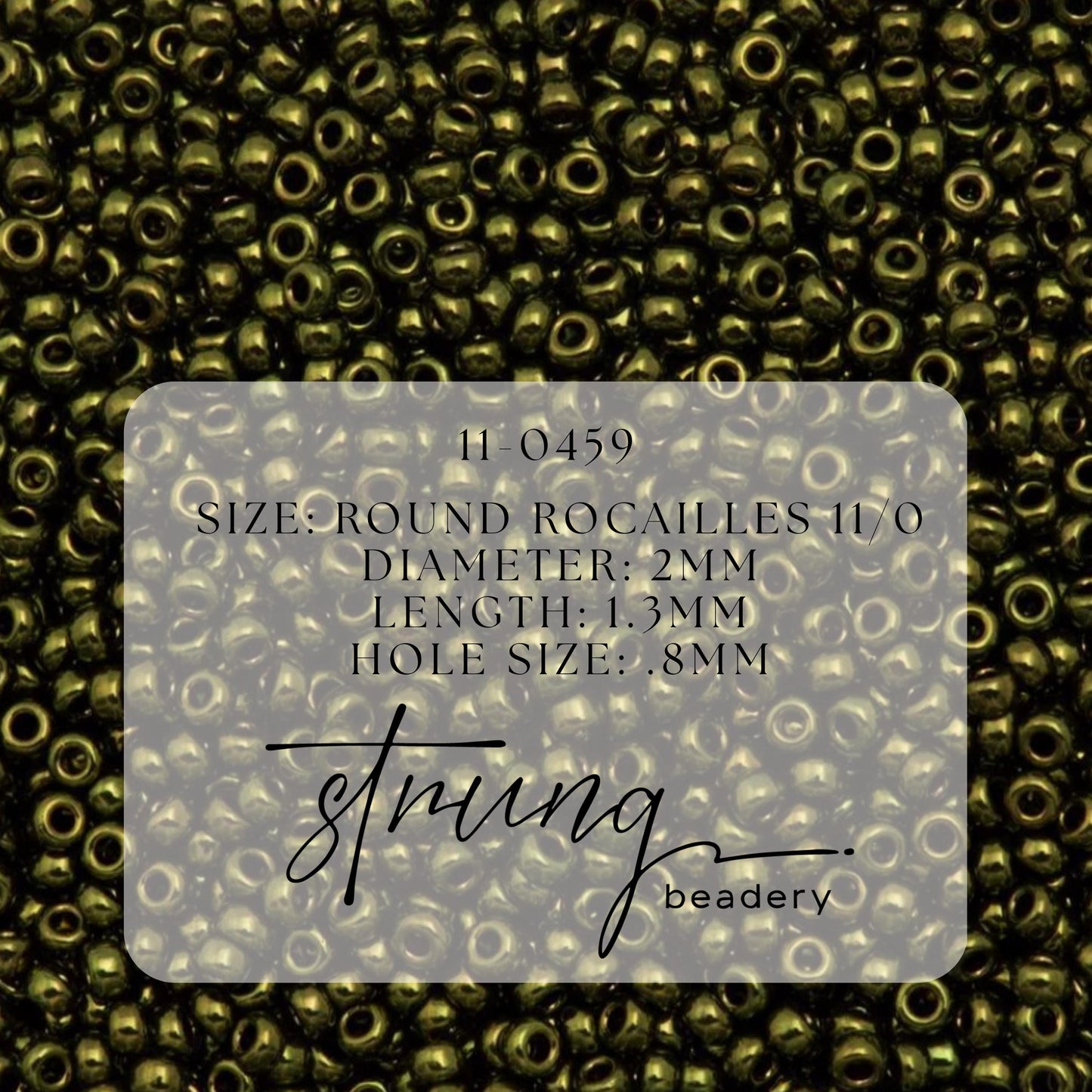 11-0459 Miyuki Seed Bead Round Rocailles 11/0 | Metallic Olive | 15g | Japanese Beads for Jewelry Making