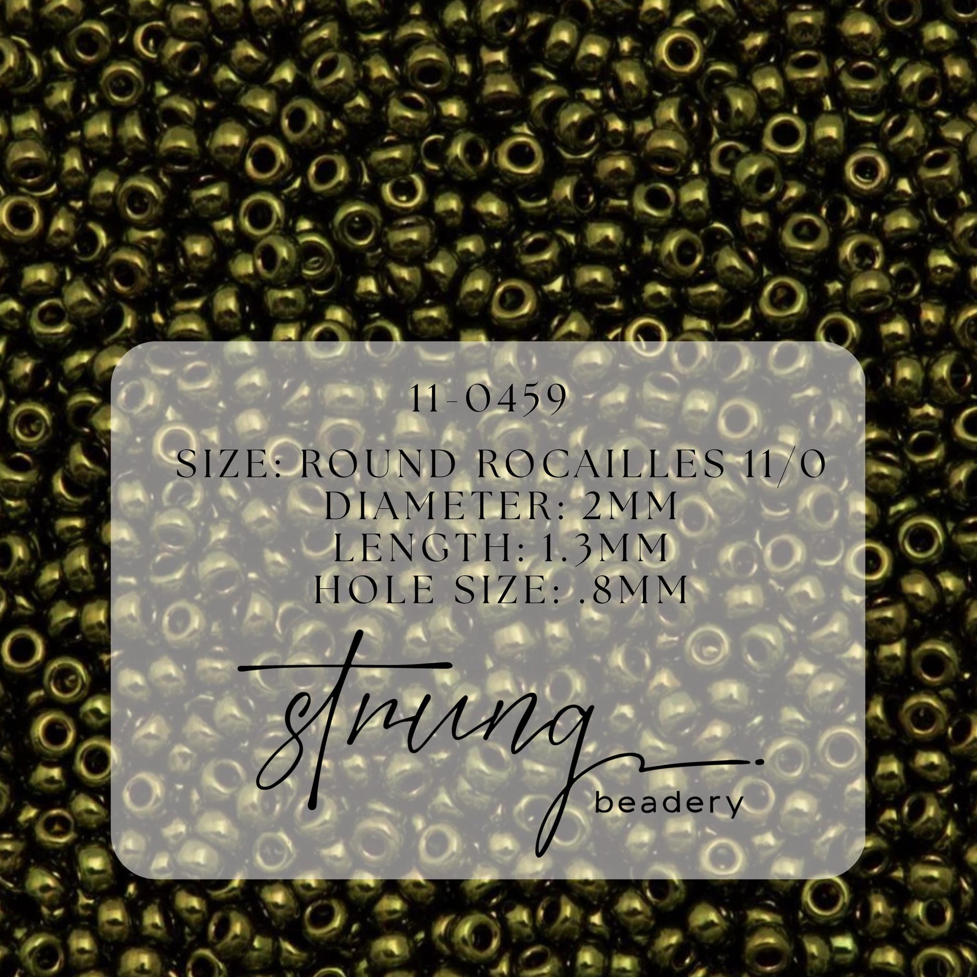 11-0459 Miyuki Seed Bead Round Rocailles 11/0 | Metallic Olive | 15g | Japanese Beads for Jewelry Making