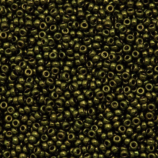 11-0459 Miyuki Seed Bead Round Rocailles 11/0 | Metallic Olive | 15g | Japanese Beads for Jewelry Making