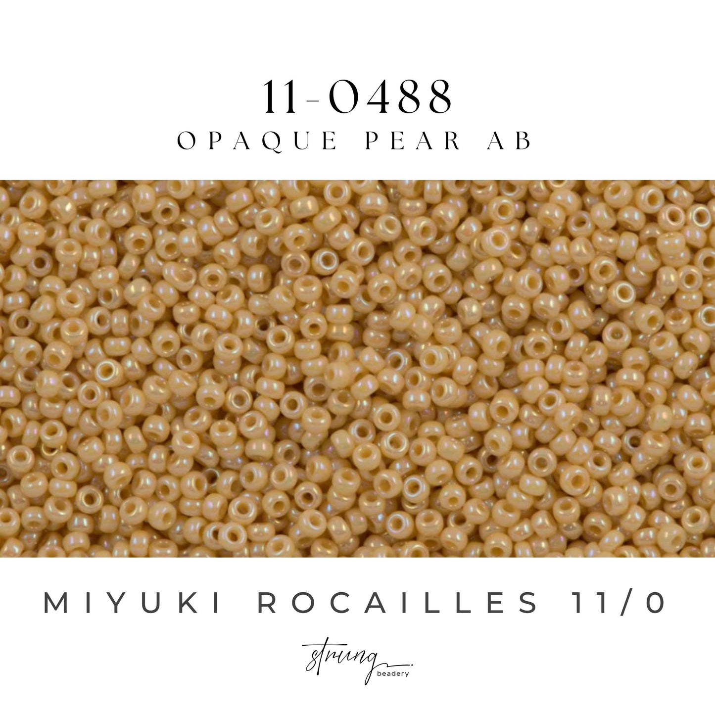 11-0488 Miyuki Seed Bead Round Rocailles 11/0 | Opaque Pear AB | 15g | Japanese Beads for Jewelry Making