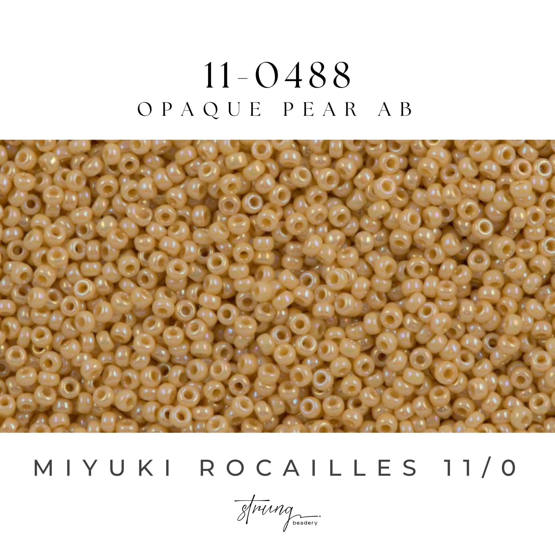 11-0488 Miyuki Seed Bead Round Rocailles 11/0 | Opaque Pear AB | 15g | Japanese Beads for Jewelry Making