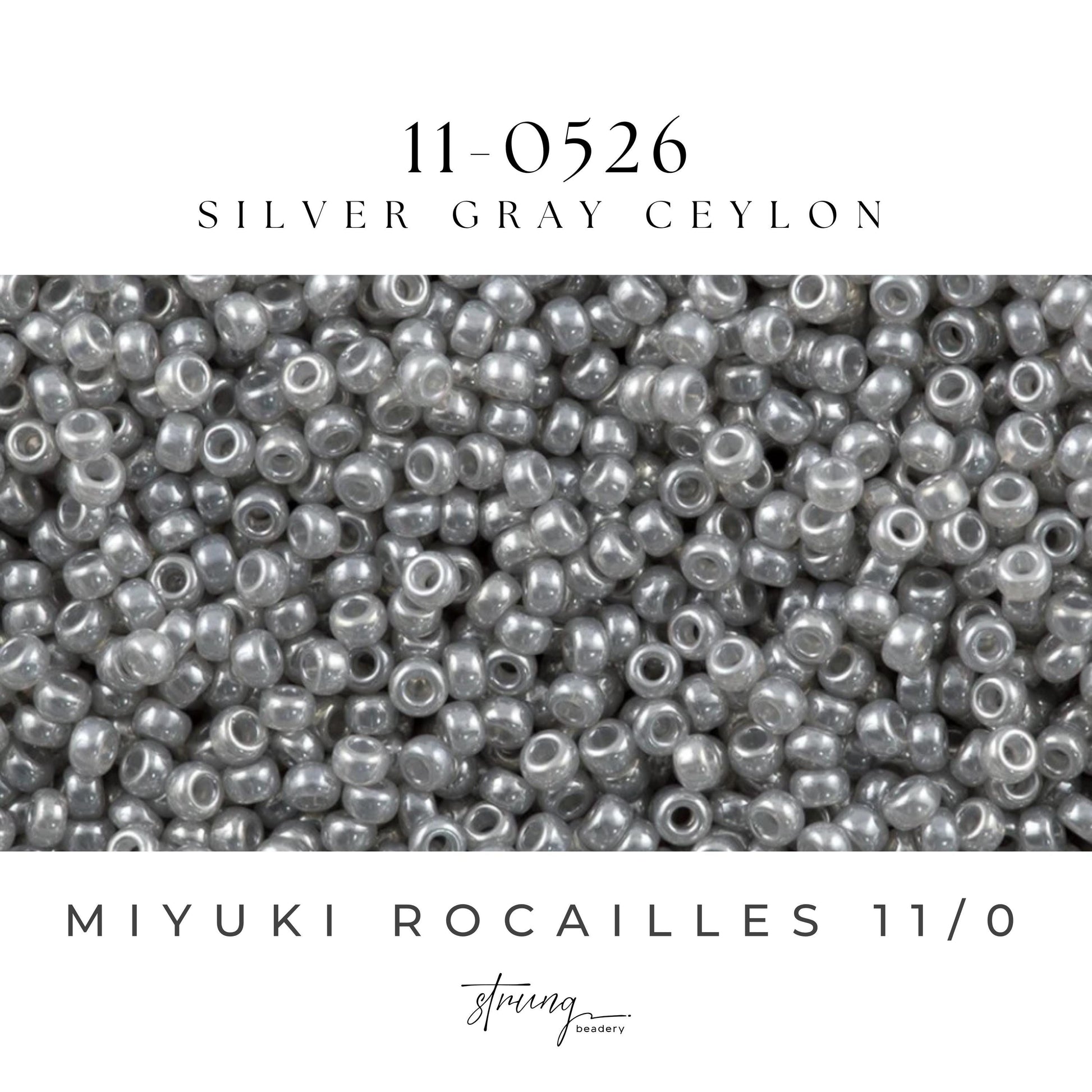 11-0526 Miyuki Seed Bead Round Rocailles 11/0 | Silver Gray Ceylon | 15g | Japanese Beads for Jewelry Making