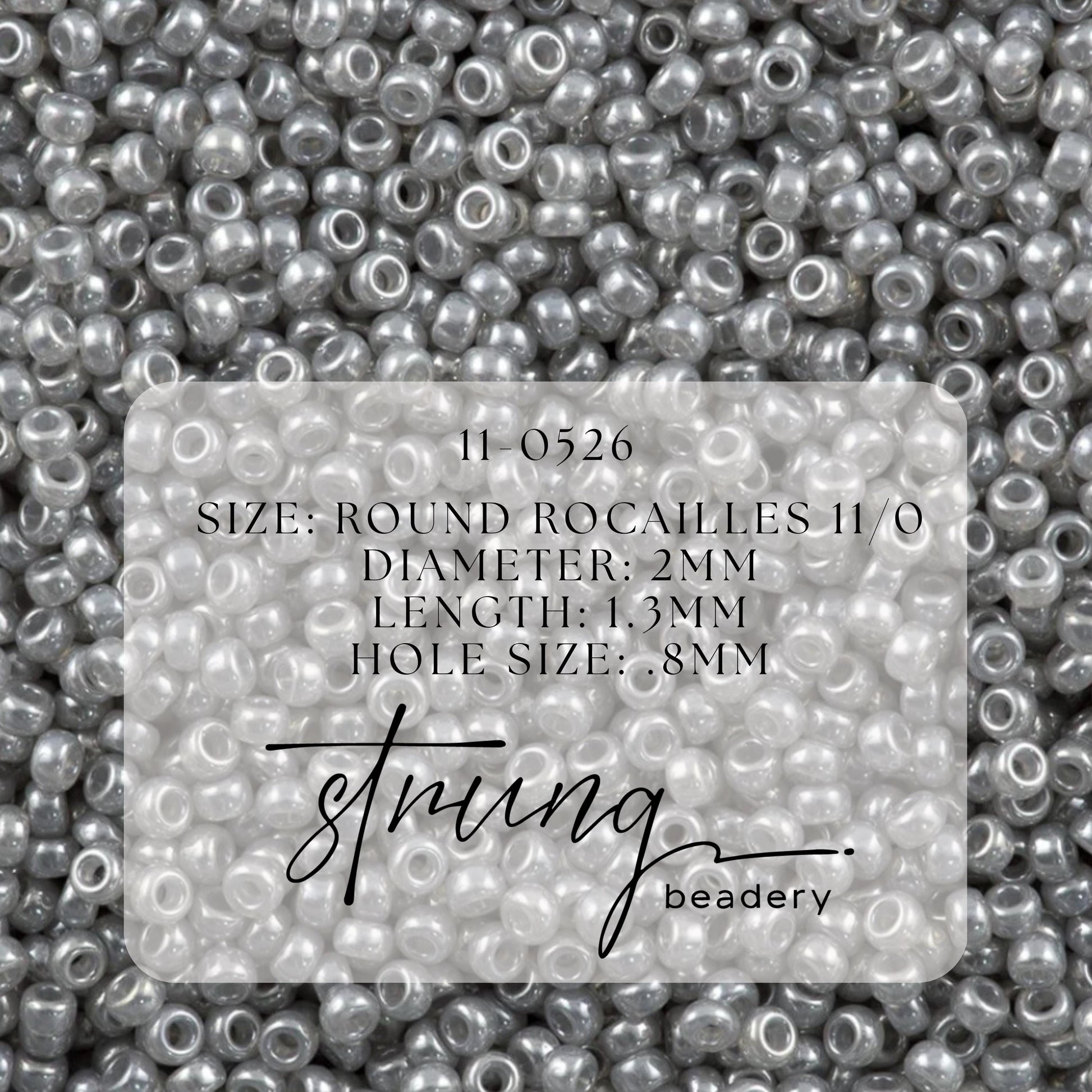 11-0526 Miyuki Seed Bead Round Rocailles 11/0 | Silver Gray Ceylon | 15g | Japanese Beads for Jewelry Making