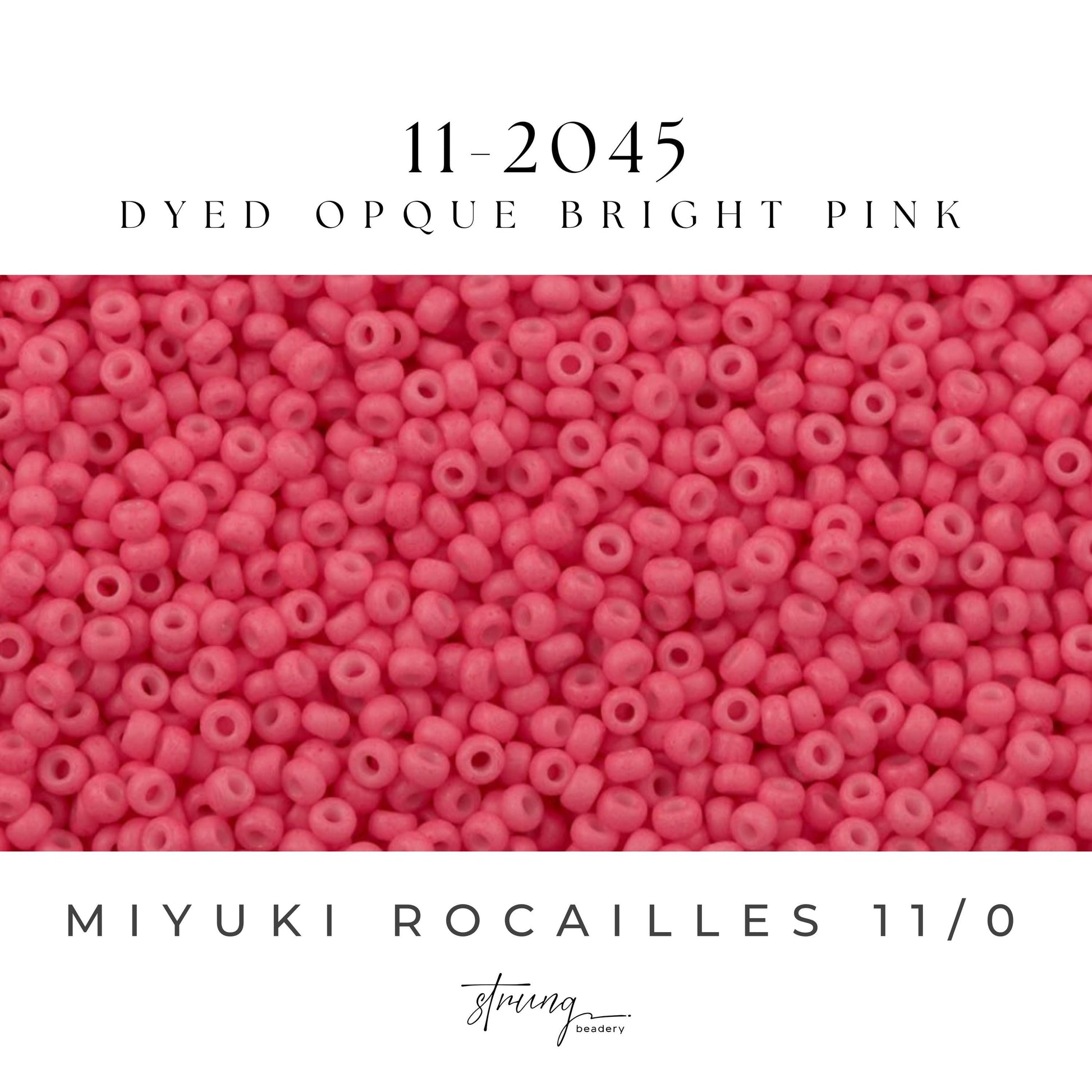 11-2045 Miyuki Seed Bead Round Rocailles 11/0 | Dyed Opque Bright Pink | 15g | Japanese Beads for Jewelry Making