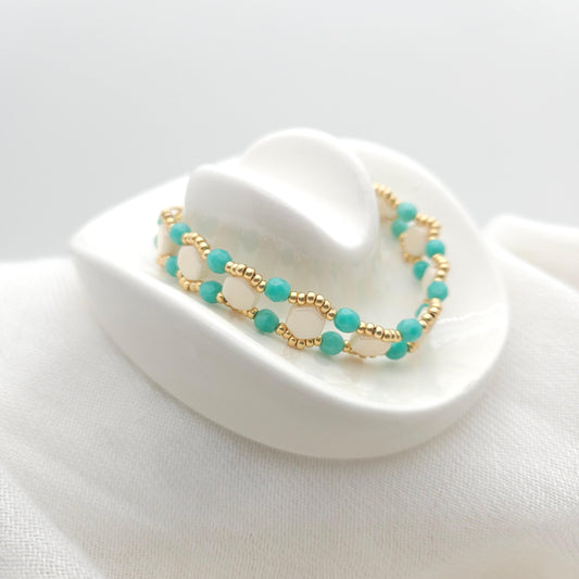 Southwestern Beaded Bracelet with Heart Charm & Lobster Clasp, Cowgirl Jewelry Gift for Her, Boho Western Style Accessory