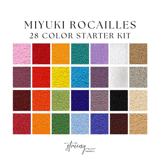 Miyuki Rocailles Bead Starter Kit – 28 Opaque Colors | 8g Each | Japanese 11/0 Round Seed Beads for Jewelry Making & Crafts, DIY Gifts