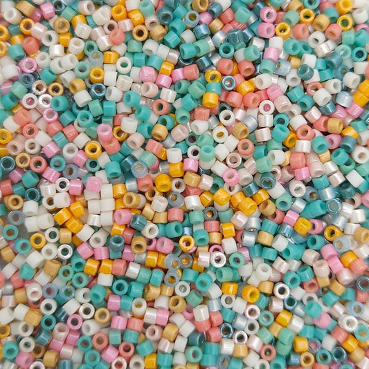 Bitty Pop Bead Mix – Miyuki Delica 11/0 Pastel Candy Colors for Bead Weaving, Embroidery & Loom Projects