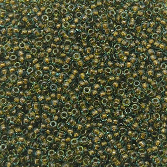 11-0229 Miyuki Seed Bead Round Rocailles 11/0 | Olive Lined Crystal | 15g | Japanese Beads for Jewelry Making