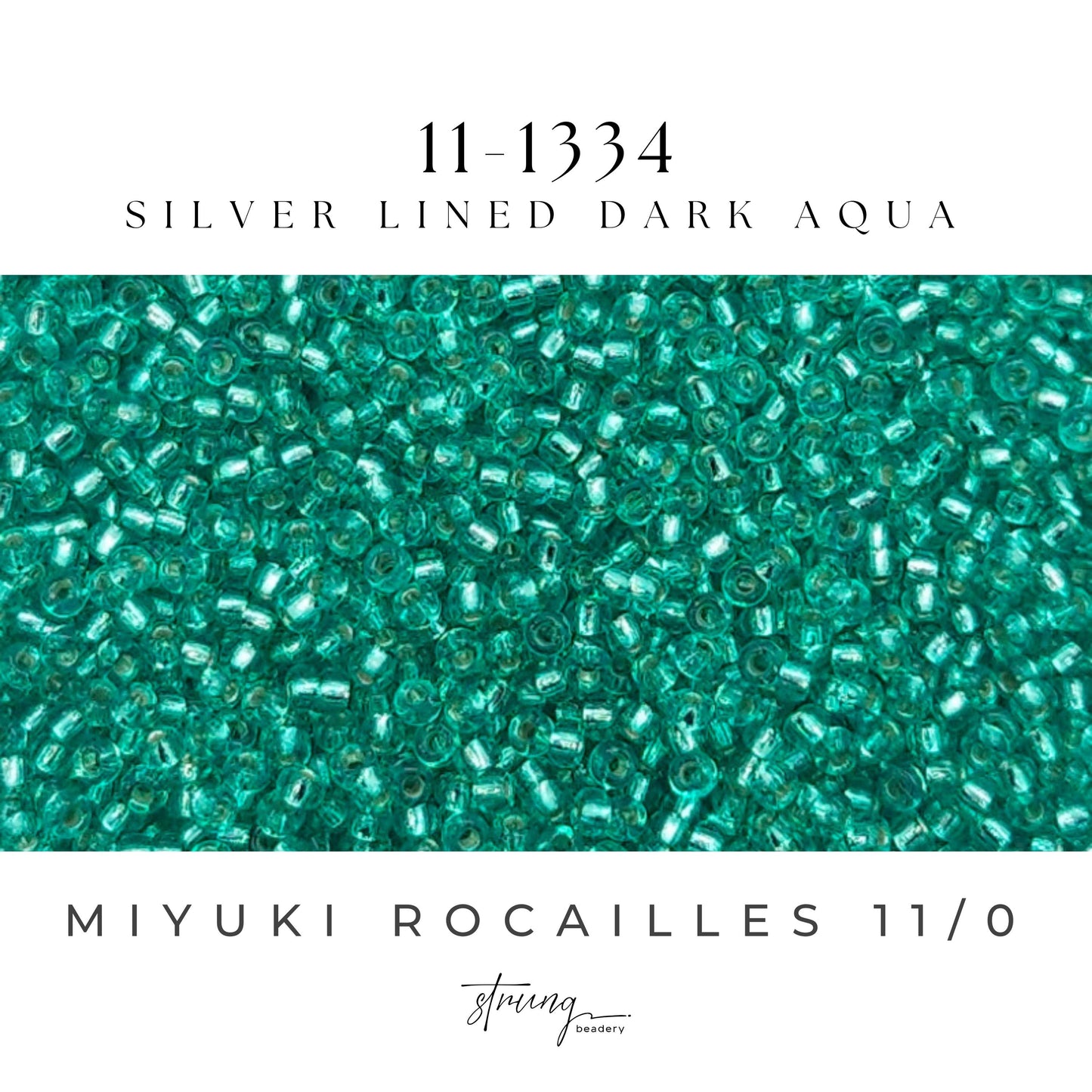11-1344 Miyuki Seed Bead Round Rocailles 11/0 | Silver Lined Dark Aqua | 15g | Japanese Beads for Jewelry Making