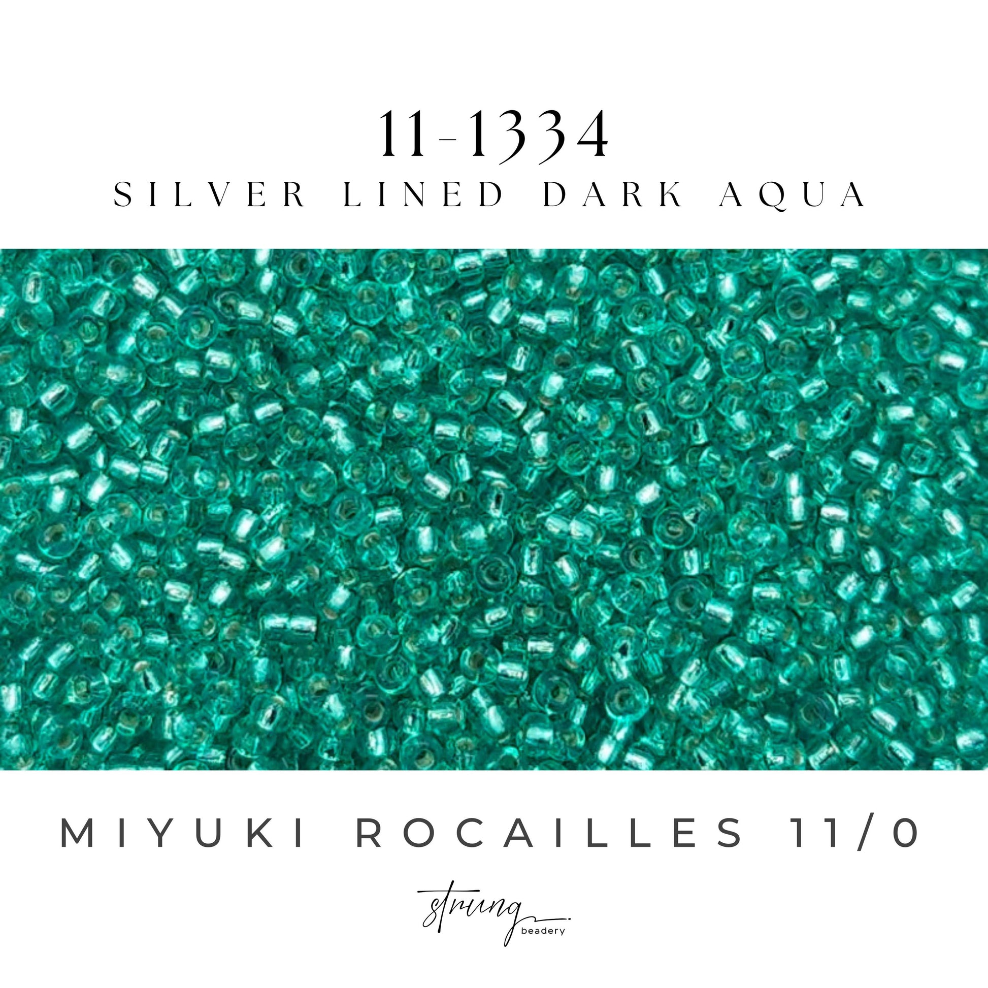 11-1344 Miyuki Seed Bead Round Rocailles 11/0 | Silver Lined Dark Aqua | 15g | Japanese Beads for Jewelry Making