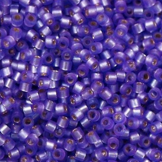 DB0694 Miyuki Seed Bead Round Rocailles 11/0 | Dyed Semi-Frosted Silver Lined Purple | Japanese Beads for Jewelry Making